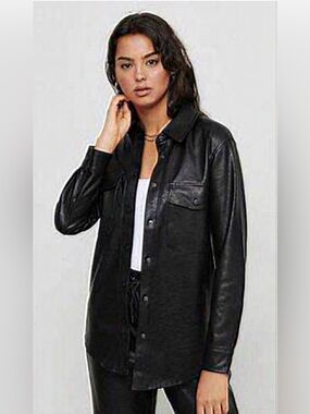Women’s Dynamite faux leather black shirt/jacket shaket‎ size XL